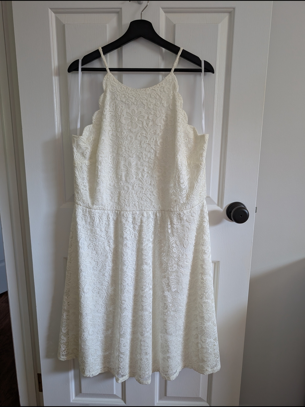 Fortune + Ivy Women's White Lace Scallop Trim Sleeveless Dress Size 1X